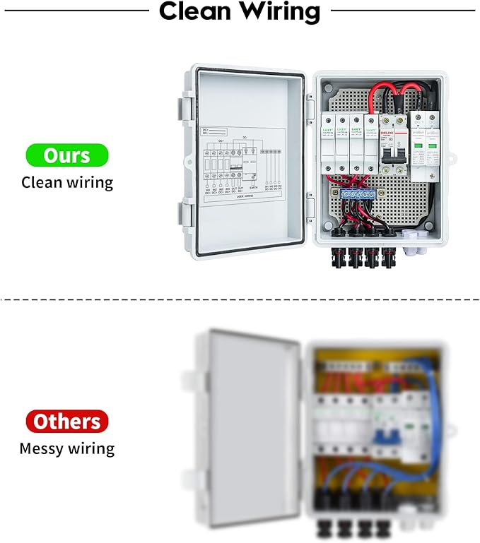 Solar Combiner Box Briidea 4-String PV Combiner Box with 10A Circuit Breakers &amp Lightning Arrester IP65 Waterproof for On-Grid &amp Off-Grid Solar Panel Systems