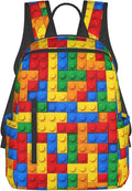 Unisex Colorful building blocks bricks Backpack Durable Laptop Backpack with Adjustable Shoulder Straps Multipurpose Backpacks for Travel Hiking Camping
