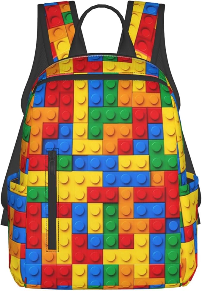 Unisex Colorful building blocks bricks Backpack Durable Laptop Backpack with Adjustable Shoulder Straps Multipurpose Backpacks for Travel Hiking Camping