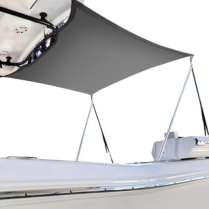 T Top Sun Shade Extension Kit Boat Sun Shade 800D Polyester Waterproof and UV Resistant Material with Stainless Steel Telescopic Shade Poles Gray Size7:A=102 B=78 C=66