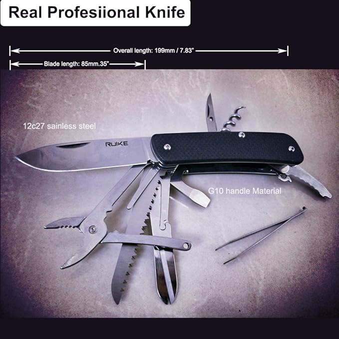 Ruike Multitool Small Pocket Knife for men Folding Camping Knife EDC Utility Outdoor Gear 17c27 Cool Steel Screwdriver LD51