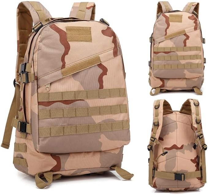 Tactical Backpack Military Molle Hiking 36-55L Camouflage outdoor sports bag tri-sand