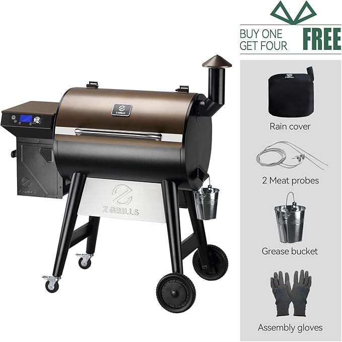 Z GRILLS Wood Pellet Grill &amp Smoker 8-in-1 Outdoor BBQ Grill with PID 3.0 Controller 697 sq in Cooking Area 2 Meat Probes LCD Screen Rain Cover Included