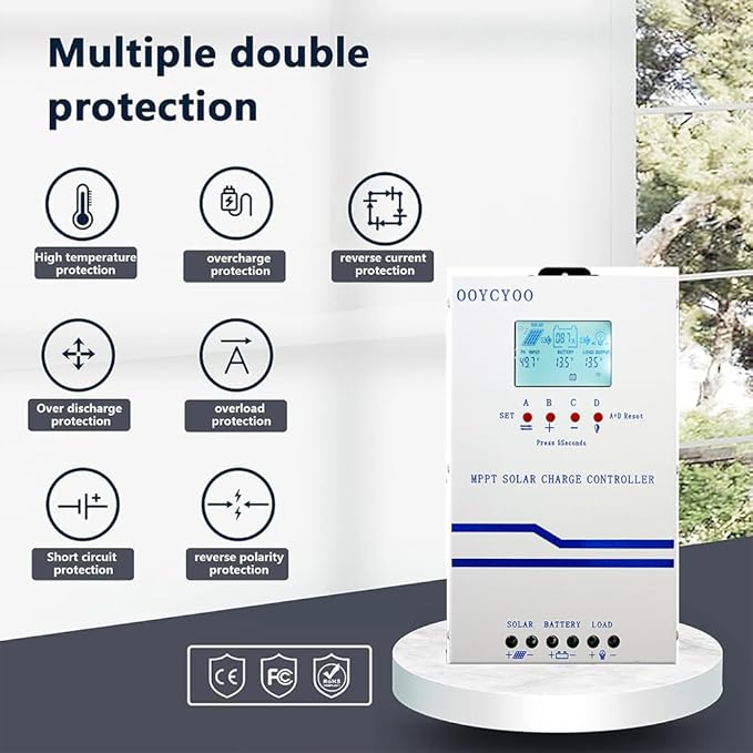 40A Solar Charge Controller MPPT 12V 24V 36V 48V Controller 40amp Solar Charge Regulator MPPT 160V w/LCD Display Work with AGM Gel Flooded and Lithium
