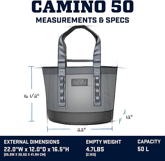 YETI Camino 50 Carryall with Internal Dividers All-Purpose Utility Boat and Beach Tote Bag Durable Waterproof