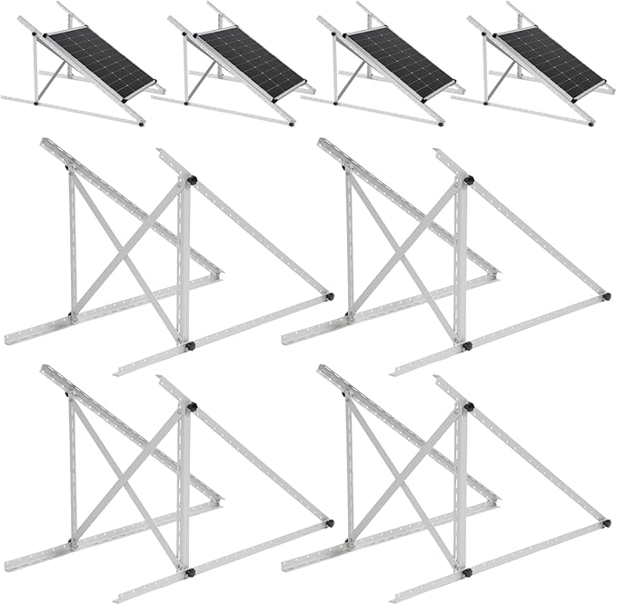 45 Inch 4 Sets Solar Panel Mounting Brackets Kit 0-90 Adjustable Solar Panel Tilt Mount Brackets for 100-400W Panels Windproof for RoofRVGround Boat and Off-Grid . (4Sets Upgrade)