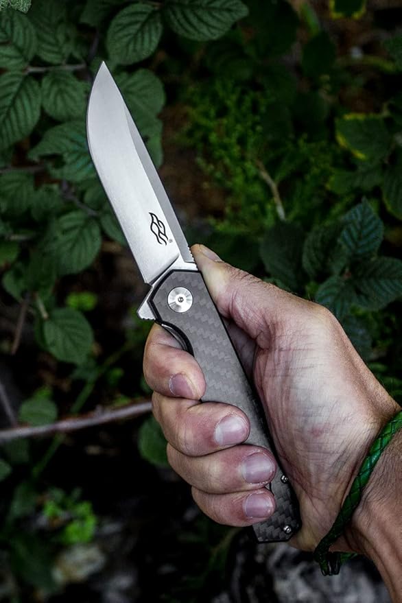 GANZO Firebird FH11 Top Pocket Folding Knife D2 Steel Flip Blade Carbon Fiber Handle with Clip Hunting Gear Fishing Camping Outdoor Folder EDC Knife (CF Black)
