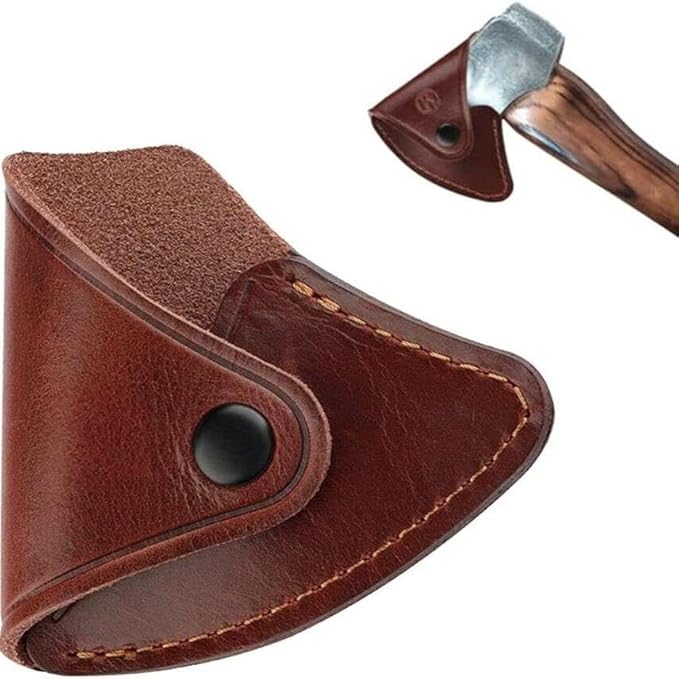 Leather Axe Cover Brown Protective Axe Cover with Buckle Axe Leather Storage Cover 4.33 x 3.54 inches