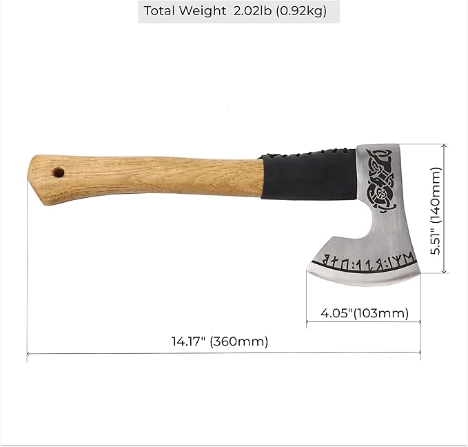 Camping Hatchet Wood Splitting Axe Chopping Kindling Forged Viking Axe Outdoor Bushcraft Tool with Sheath Handmade