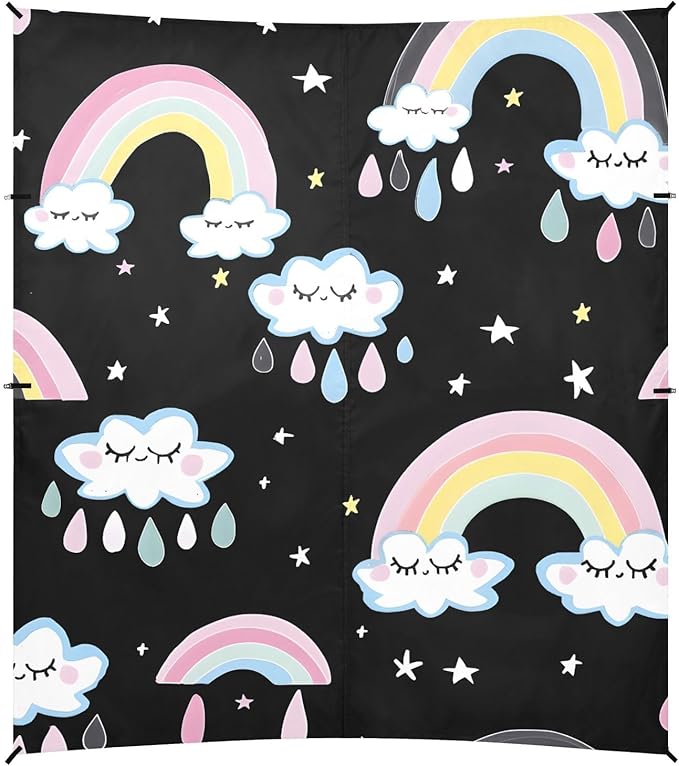 ALAZA Cloud Rainbow Pattern Beach Tent Sun Shelter Portable Canopy Sunshade for Outdoor Camping Picnics Backyard Fun 10x9 ft