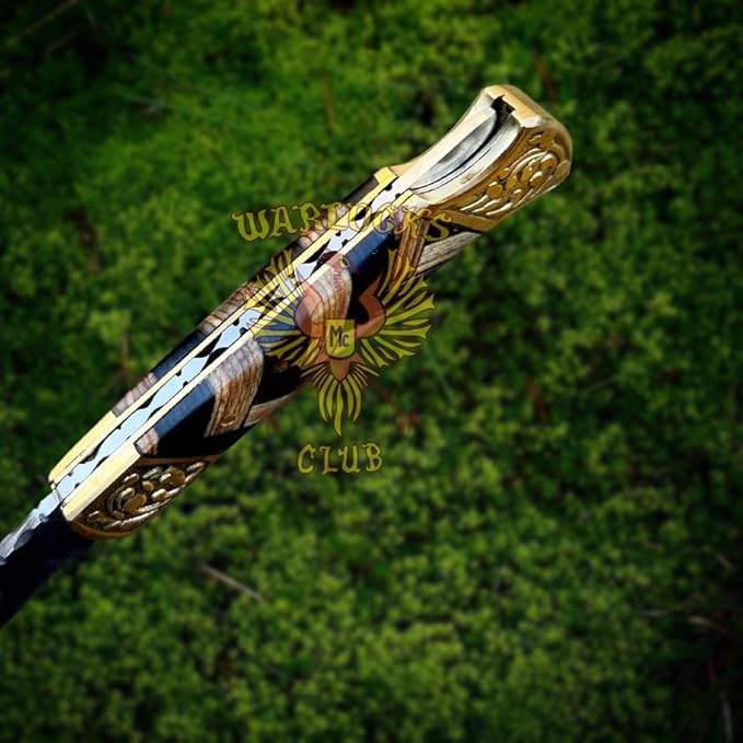 Handmade Damascus Pocket Knife with Sheath 7 Folding Hunting Knife with Wood Handle Small Camping Knife for Outdoor