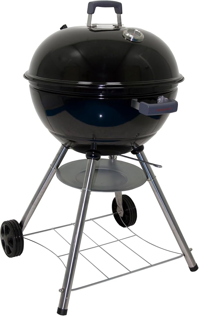 Megamaster 22 Deluxe Charcoal Barbecue Grill with Adjustable Air Vent Built-In Temperature Gauge 368 SQ. In Cooking Area Storage Rack Portable Grill for Camping Picnics and More - 810-23003