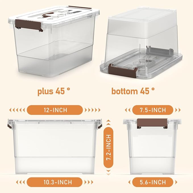 4 Pack-Plastic Storage Bins with Lids and Handle Clear Plastic Latching Box for Storage Stackable Storage Containers for Organizing Multi-Purpose 7 Quart