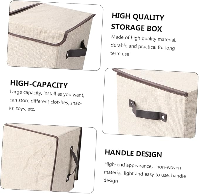 Cabilock Storage Organizer Baskets Cotton Linen Wardrobe Storage Bin Lid Versatile