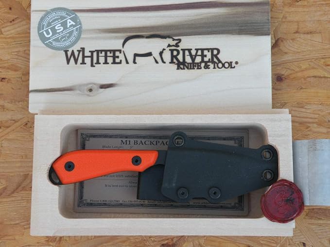 WhiteRiver Model 1 Pro Black Coated Blade/Orange Textured G10 Handle WRM1-TOR-CBI