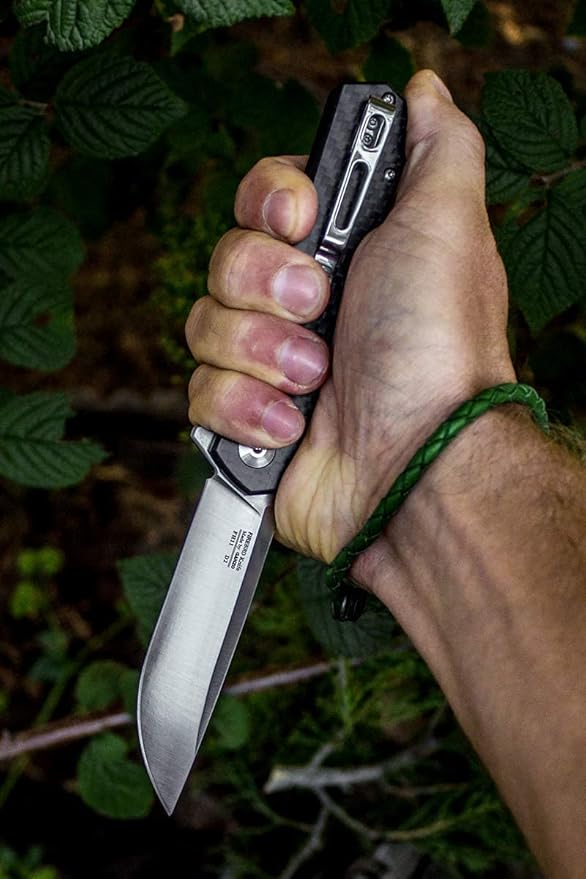 GANZO Firebird FH11 Top Pocket Folding Knife D2 Steel Flip Blade Carbon Fiber Handle with Clip Hunting Gear Fishing Camping Outdoor Folder EDC Knife (CF Black)