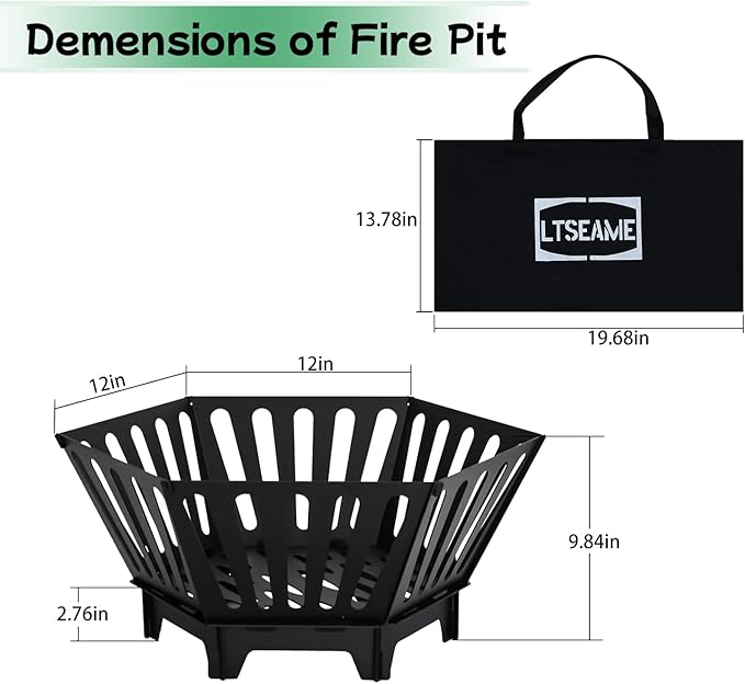 22.5 inch Portable Fire Pit Outdoor Plug Fire Pit with Storage Bag Suitable for Camping Picnic Backyard Garden Bonfires and Outdoor Wood Burning