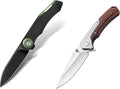 FLISSA Button Lock Folding Knife with 3.1 D2 Steel Blade G10 Handle &amp Liner Lock Pocket Knife with 3.35 14C28N Steel Blade for EDC Camping Hiking Outdoor Activities Gift for Men and Women