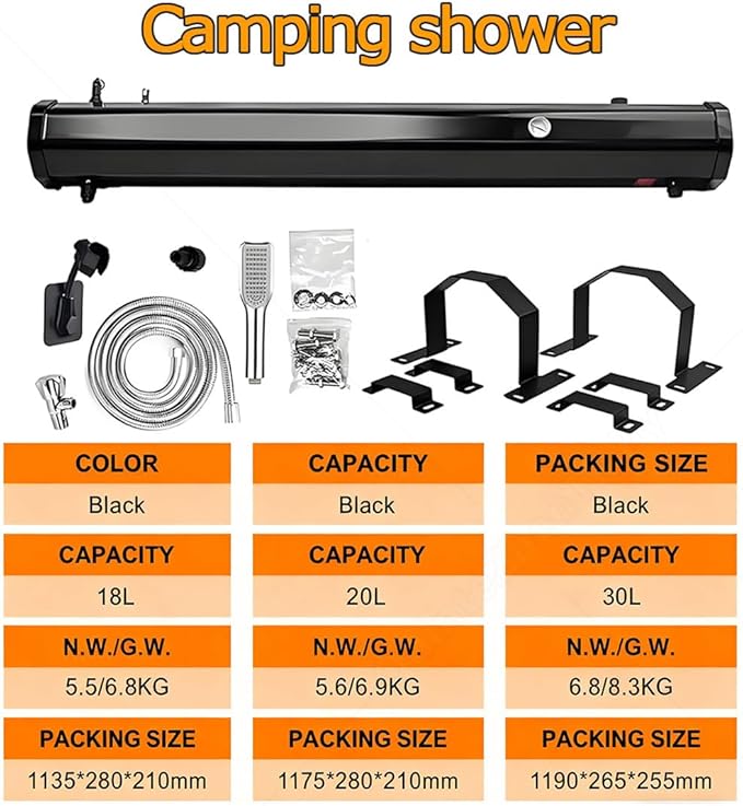 Solar Heated ShowerTemperature Adjustment Garden Pool Showing MachineOutdoor Camping Showering HeadUv-Resistantfor Cleaning Muddy Gear Pet BikesMotorcyclesShoe 20L