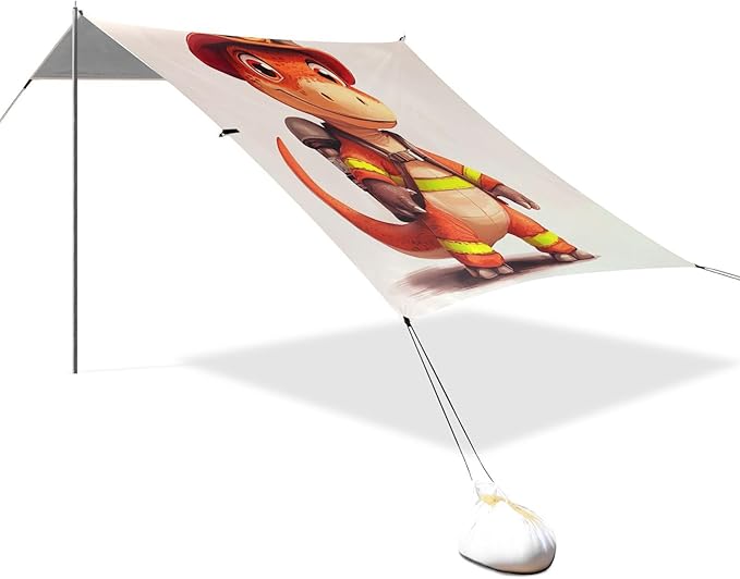 ALAZA Fire Fighter Dinosaur Beach Tent Sun Shelter Portable Canopy Sunshade for Outdoor Camping Picnics Backyard Fun 10x9 ft