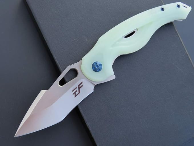 Eafengrow EF936 Pocket KnifeG10 Handle D2 Steel Blade Knife with Ball Bearing Safe Open Flipper Knife EDC Tool Knives for Camping Survival Hiking (jade)