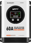60A MPPT Solar Charge Controller 12V/24V/36V/48V Auto Large LCD Display Compatible with AGM Gel Flooded &amp Lithium Batteries Plug-and-Play Maximum 150V Input
