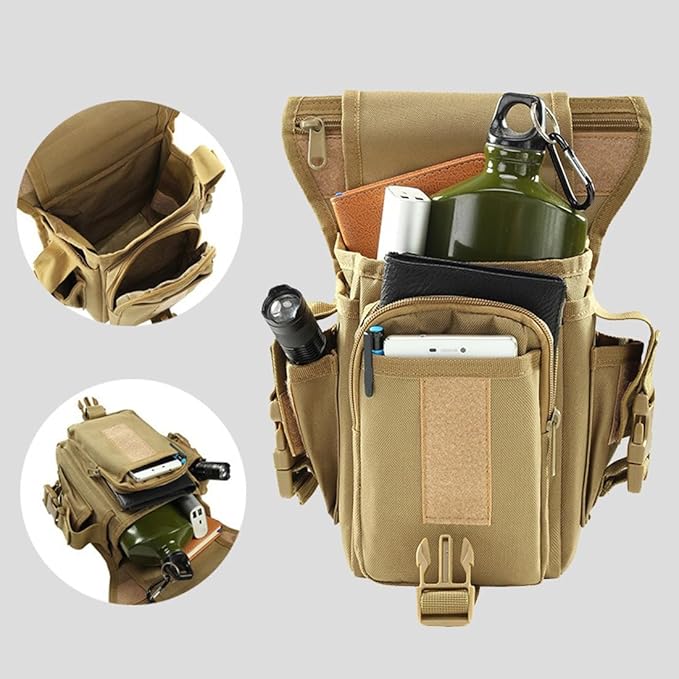 Waterproof Military Tactical Drop Leg Pouch Bag for Men Type B Cross Over Leg Rig Outdoor Bike Cycling Hiking Thigh Bag