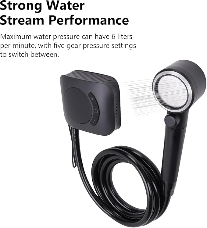 Portable Shower for Camping 8000mAh Rechargeable Camping Electric Shower with Intelligent Digital Display Outdoor Camp Pump Showerhead Nozzle for Hiking Travel Car Pet