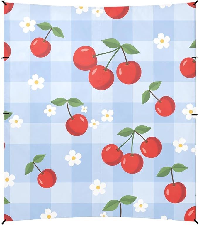 ALAZA Red Cherry Plaid Pattern Beach Tent Sun Shelter Portable Canopy Sunshade for Outdoor Camping Picnics Backyard Fun 10x9 ft