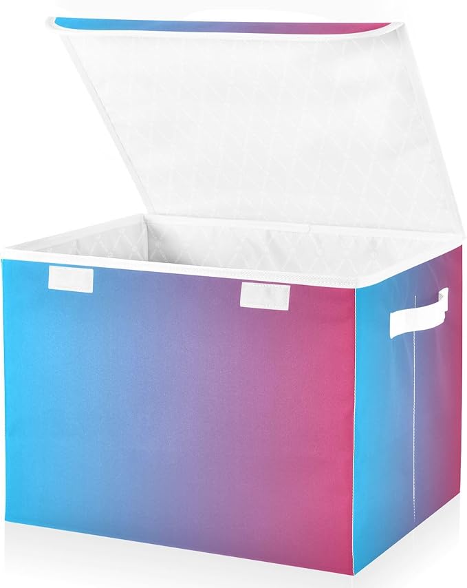 Blue Gradient Storage Boxes with Lids Stackable Bedroom Storage Bins for Organizing for Dorm Room Dormroom Storage
