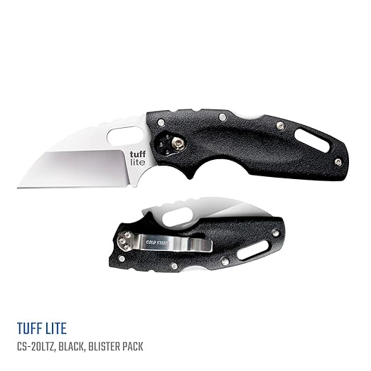 Cold Steel Tuff Lite 2.5 AUS8A Sheepsfoot Razor-Sharp Plain Blade 3.5 Griv-Ex Black Handle Pocket Folding Knife Blister Pack