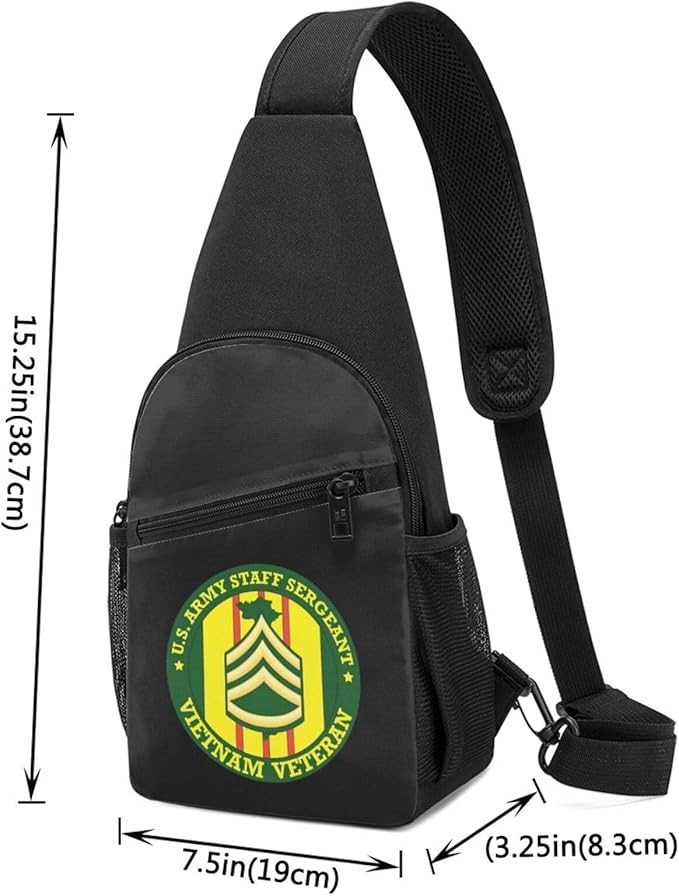 US Army Staff Sergeant Vietnam Veteran Chest Pack Leisure Shoulder Crossbody Chest Bag