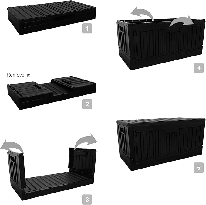 livinbox 45L Stackable Foldable bins for storage Collapsible Storage Bins w/lids Side-Open Door Home Office Bedroom Living Room Comic Books Black FB-6432S-BK