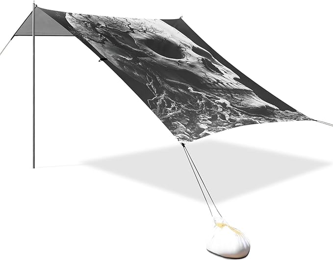 ALAZA Tree Skull Beach Tent Sun Shelter Portable Canopy Sunshade for Outdoor Camping Picnics Backyard Fun 10x9 ft