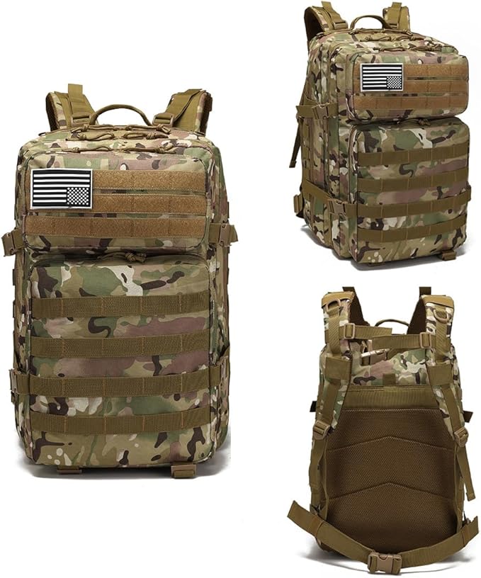 45L Military Tactical Backpacks Molle Army Assault Pack 3 Day Bug Out Bag Hiking Treeking Rucksack (Ruins Green)