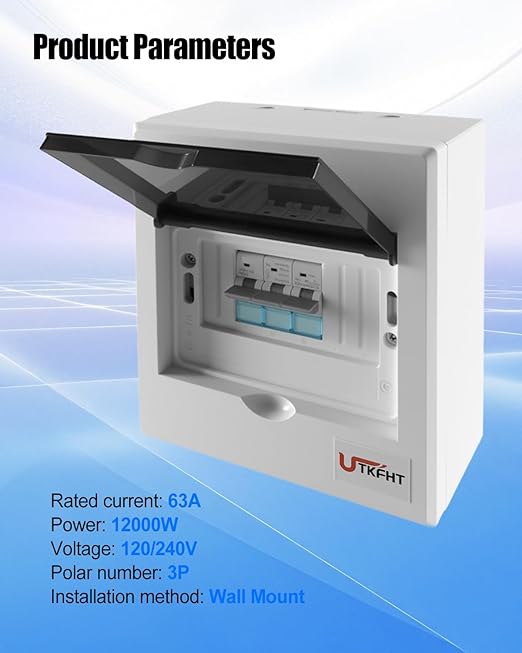63A Generator Transfer Switch Manual 3P 120/240V 12000W Dual Power Manual Transfer Switch for Portable Generator Heavy-Duty Copper Contacts Wall-Mount Design