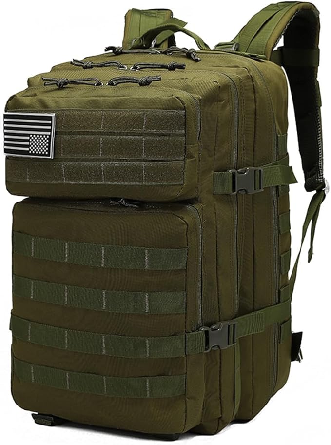 Men and Women 45L Outdoor Camouflage Backpack Capacity Hiking and Camping Bag Multi-functional Storage 3D Backpacks (Green 45L)