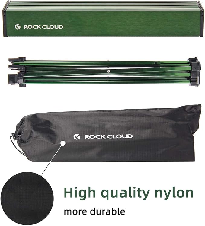 ROCK CLOUD Portable Camping Table Ultralight Aluminum Folding Beach Table Camp for Camping Hiking Backpacking Outdoor Picnic Green