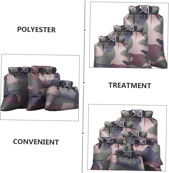 6pcs Outdoor Dry Bags for Rafting Boating Camping Moisture Storage Bag Tear-resistant