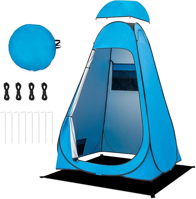 BRIAN &amp DANY Pop Up Shower Tent Portable Privacy Camping Changing Tent Camp Toilet Bathroom Pod with Rain Shelter &amp Windows UPF 50+ &amp Waterproof 47.2 x 47.2 x 74.8