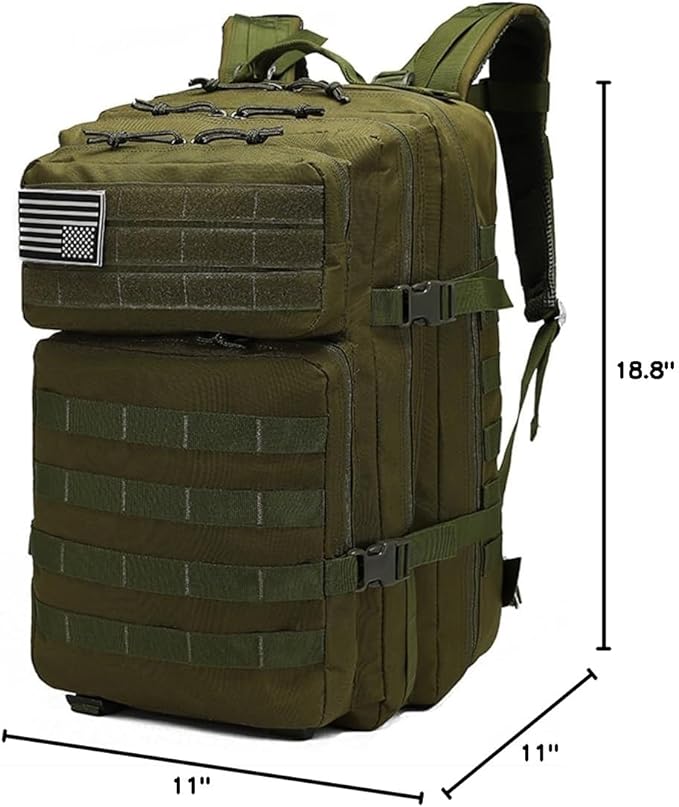 Men and Women 45L Outdoor Camouflage Backpack Capacity Hiking and Camping Bag Multi-functional Storage 3D Backpacks (Green 45L)