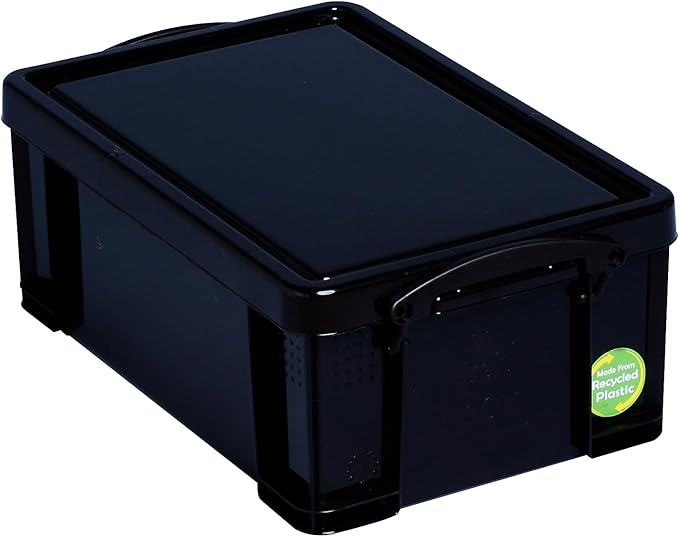 Really Useful Box 9.51 Qt. Latch Lid Storage Tote 15.55 x 10.04 x 6.1 Solid Black