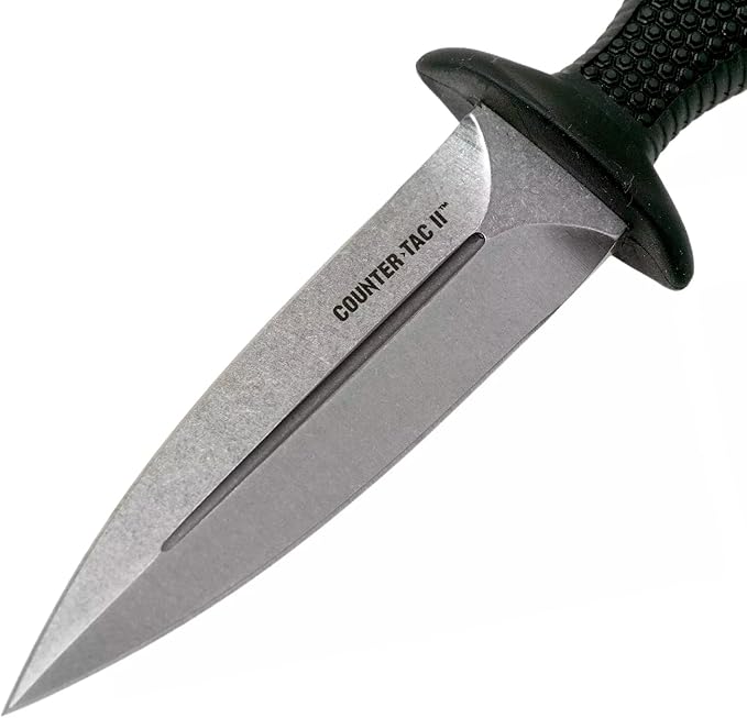 Cold Steel Counter TAC II 3-3/8 Japanese AUS8A w/Stonewash Finish Spear Point Fixed Blade Multi-Purpose Tactical Game Hunting Boot Knife Kray-Ex Handle Weather-Resistant Secure-Ex Sheath