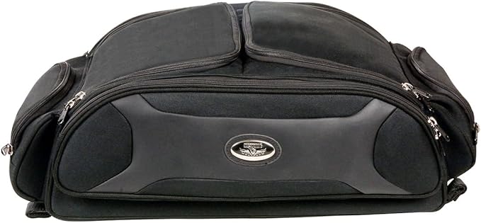 Milwaukee Leather MP8107 Medium Black Long Textile Motorcycle Back Trunk Rack Travel Bag - Medium