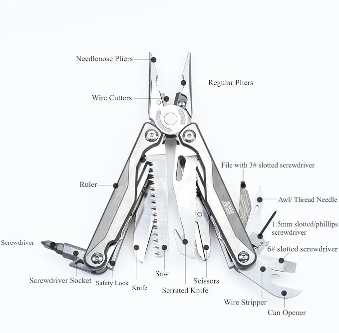 SQT2048-A 19-in-1 Multitool Gifts for Men Foldable &amp Self-Locking Professional Multitool for DIY Outdoor Camping and Home Repairs...