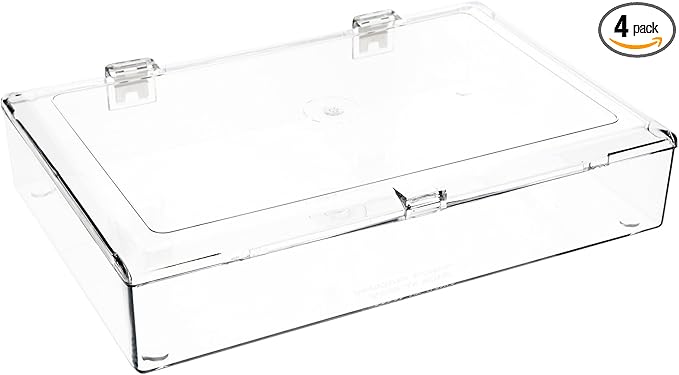 Pioneer Plastics 600C Clear Rectangular Plastic Hinged Container 9.5 W x 6.25 D x 1.5625 H Pack of 4