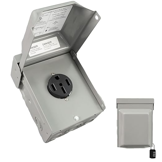 50 Amp NEMA 14-50R Power Outlet Box 125/250 Volt Heavy Duty Lockable Weatherproof Outdoor Electrical Panel Outdoor Receptacle for EV RV Generator Camper Motorhome ETL Listed HDS2-003