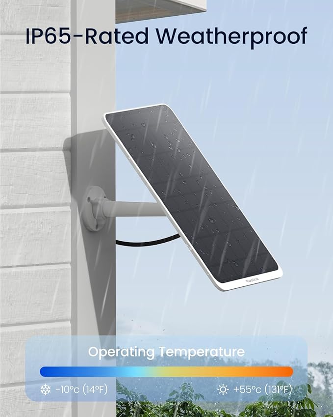 Reolink 12W Solar Panel Non-Stop Solar Power Supply for All Wireless Battery Camera Outdoor Compatible with TrackMix/Argus PT Ultra/Duo 2/Eco Ultra/3 Ultra Waterproof Reolink Solar Panel 3 (White)