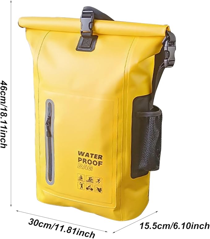 Dry Bags Comfortable Versatile for Outdoor Waterproof Dry Bag - Roll Top Waterproof Backpack Sack Dry Bag for Kayaking Beach Rafting (Yellow)