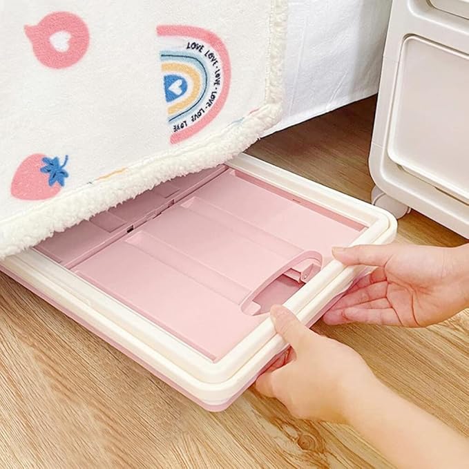 DOITOOL 2Pcs Collapsible Storage Bin with Lids Foldable Plastic Box for Clothes and Toys Large Stackable Container with Wheels Space-saving Storage for Home and Vehicle